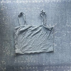 Cropped square neck grey tank top
